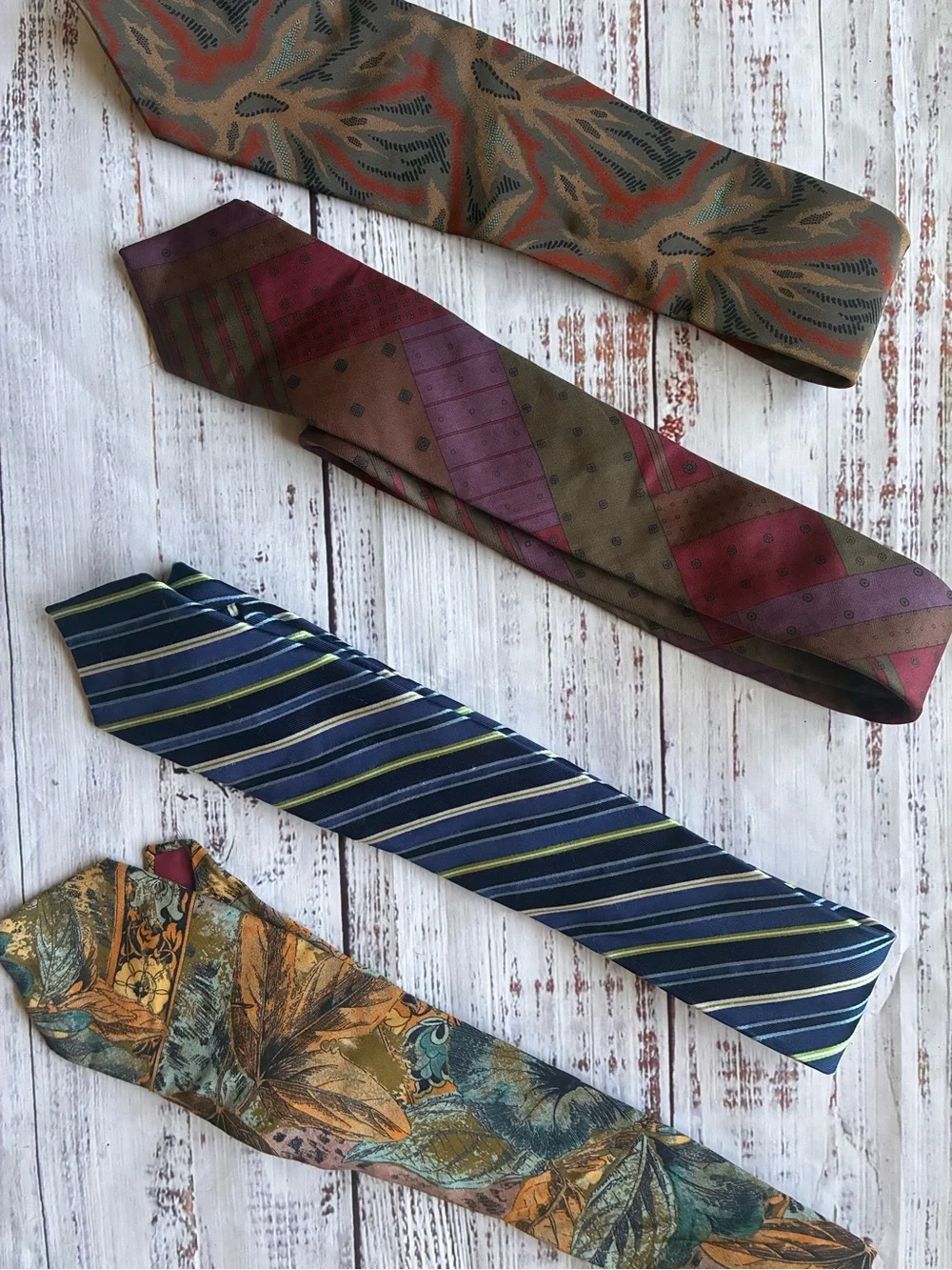 Classic Navy & Green Striped Men's Ties Vintage Bundle